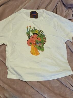 Marc Jacobs Heaven White Graphic Frog & Mushroom Tee